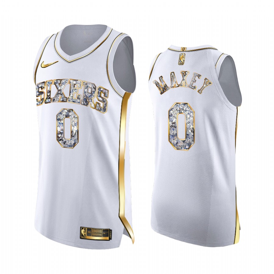 Tyrese Maxey 76ers #0 2022 NBA Playoffs Jersey White Diamond Edition
