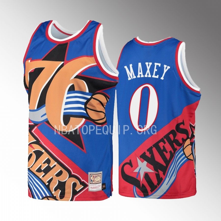 Tyrese Maxey Big Face 5.0 Philadelphia 76ers Jersey Fashion Tank Blue Men's jersey
