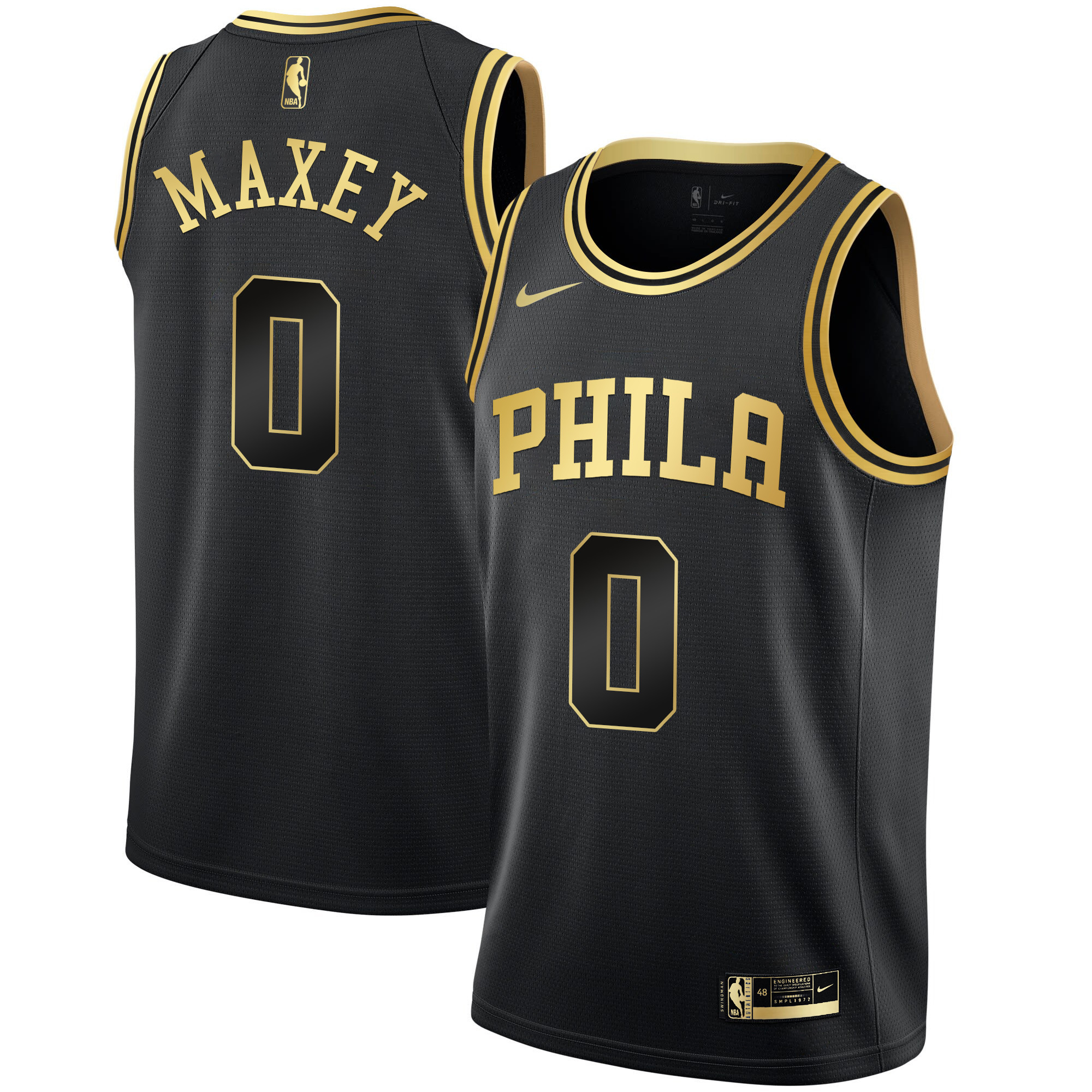 Tyrese Maxey Men's Philadelphia 76ers Black Limited & Black Gold Jersey - All Stitched