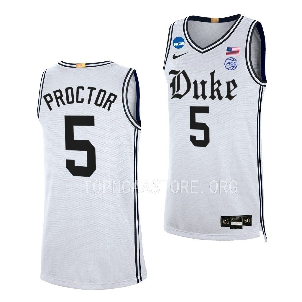 Tyrese Proctor Duke Blue Devils #5 White 2023 NCAA March Madness Jersey Mens