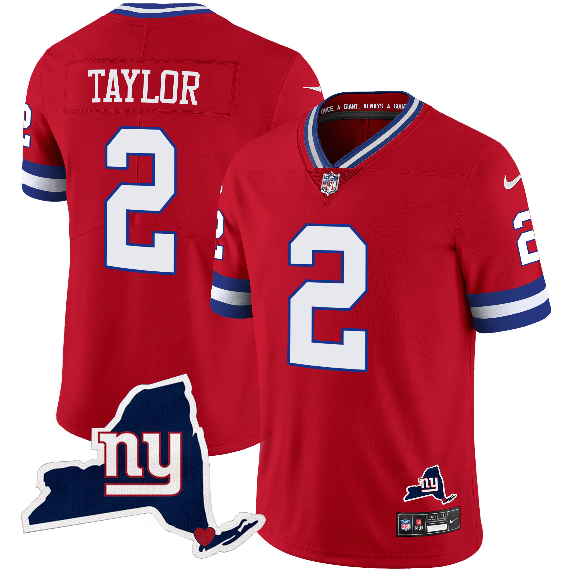 Tyrod Taylor Men's New York Giants New York State Map Patch Limited Red Jersey - All Stitched 