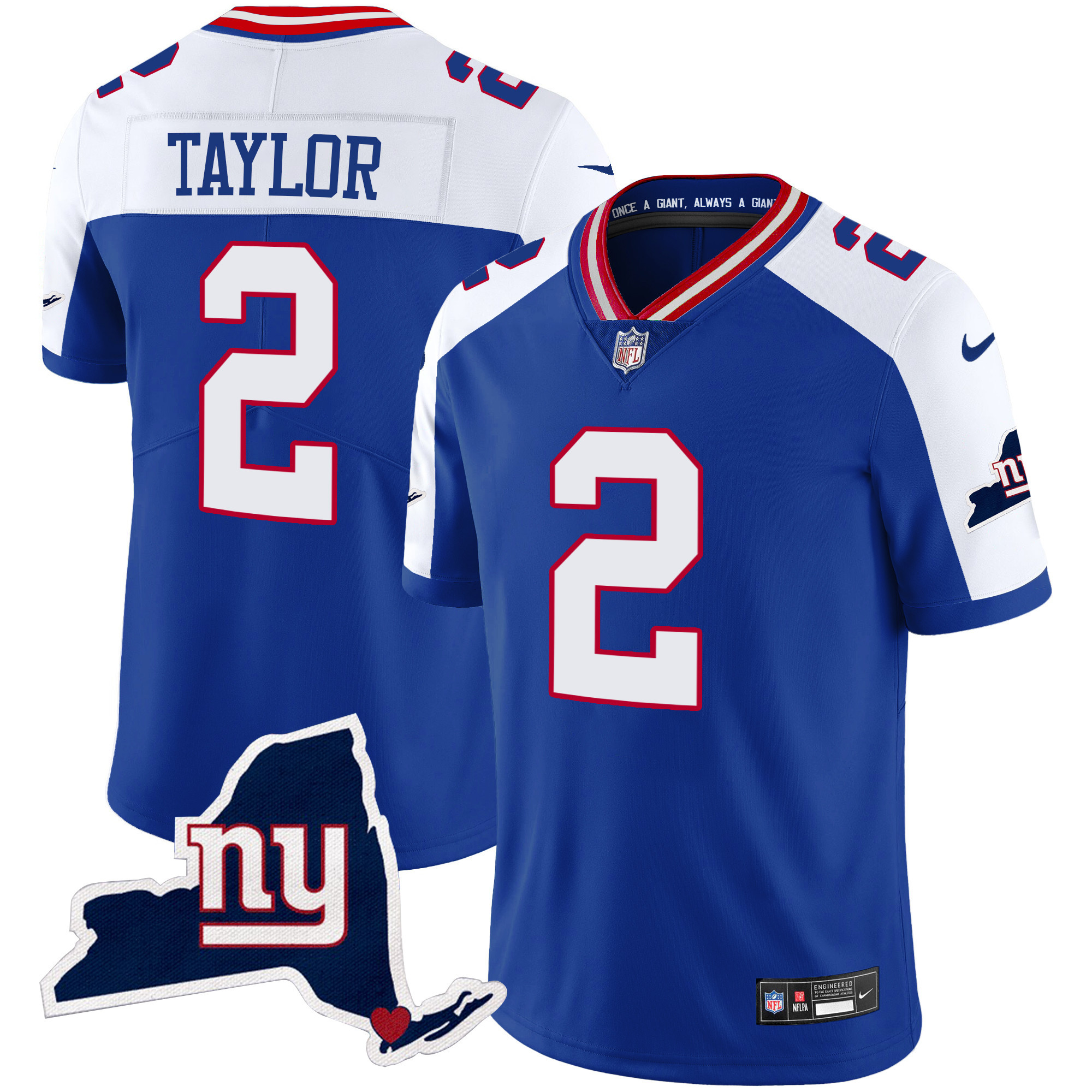 Tyrod Taylor Men's New York Giants New York State Map Patch Limited Royal Alternate Jersey - All Stitched 