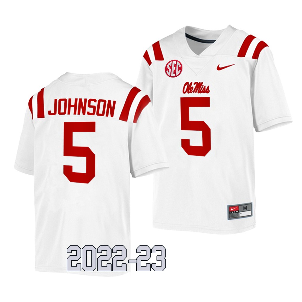 Tysheem Johnson Ole Miss Rebels College White Men Game 5 Jersey 2022-23