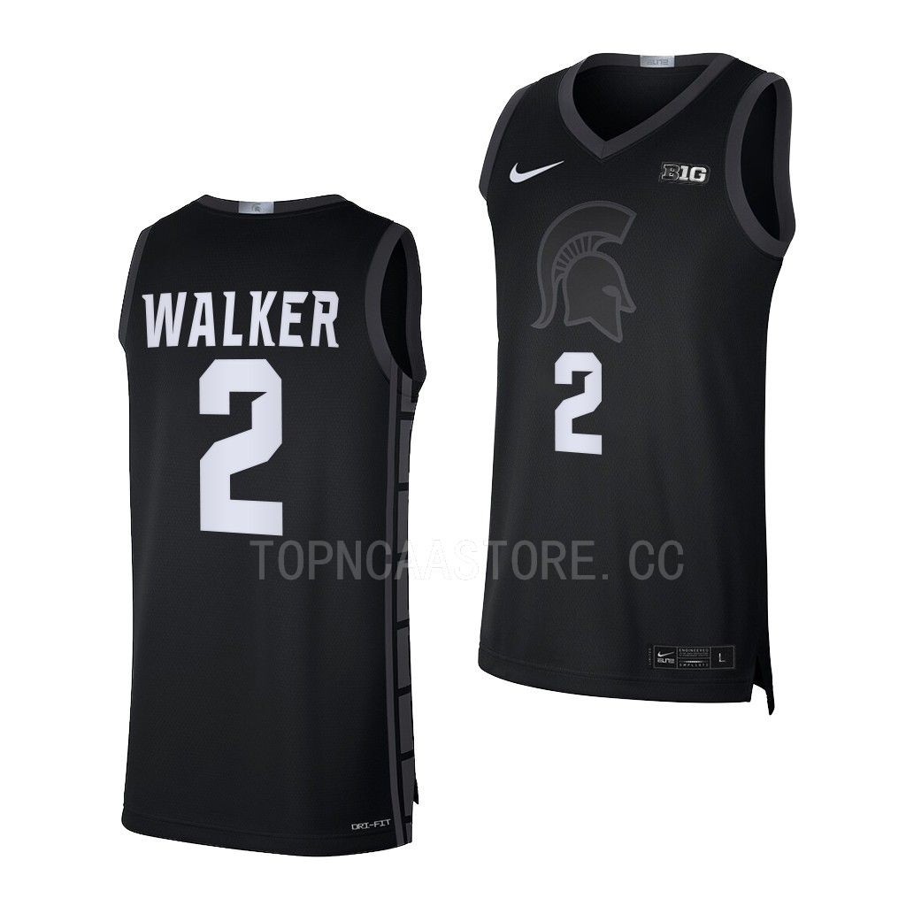 Tyson Walker Michigan State Spartans #2 Black College Jersey 2022-23 Limited