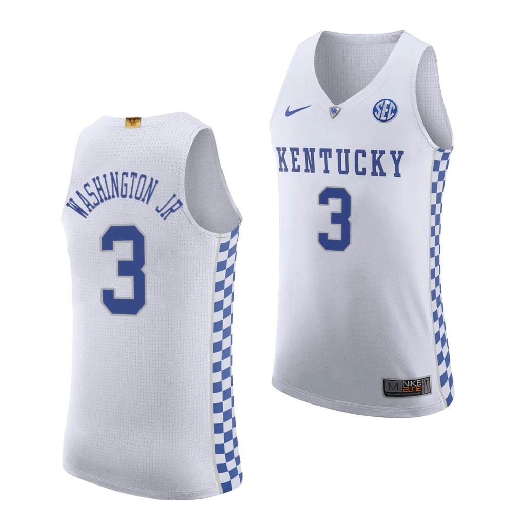 TyTy Washington Jr. #3 Kentucky Wildcats 2021-22 College White Jersey