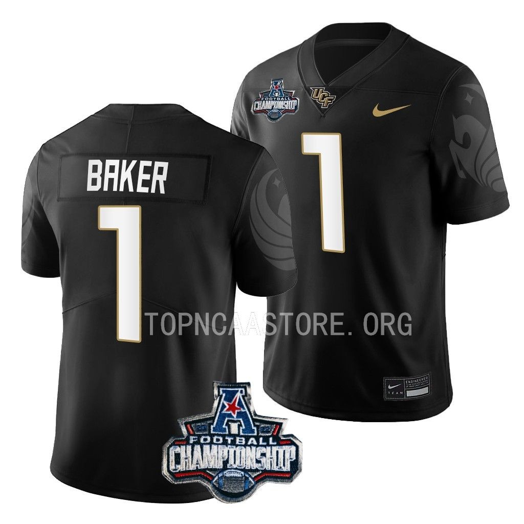 UCF Knights 2022 ACC Championship Javon Baker #1 Black Men's Jersey