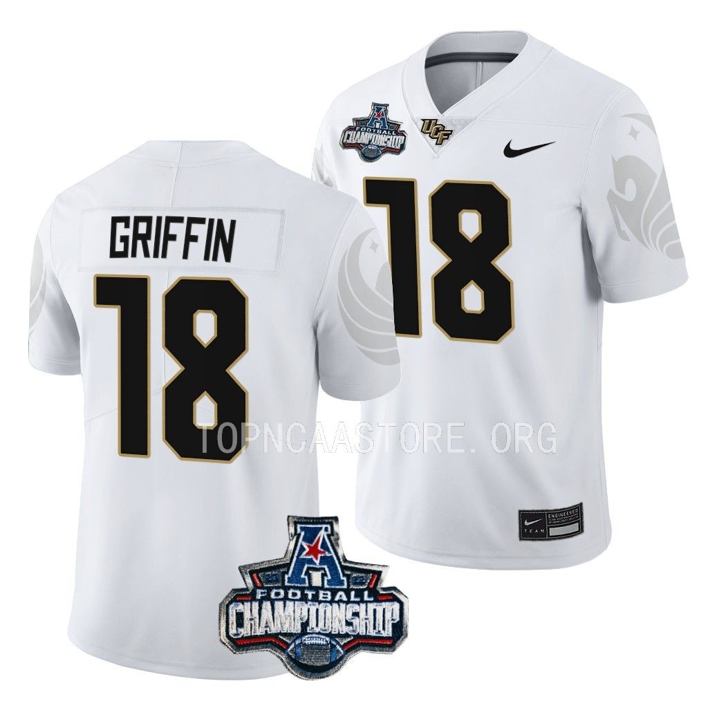 UCF Knights 2022 ACC Championship Jaylon Griffin #18 White Men's Jersey