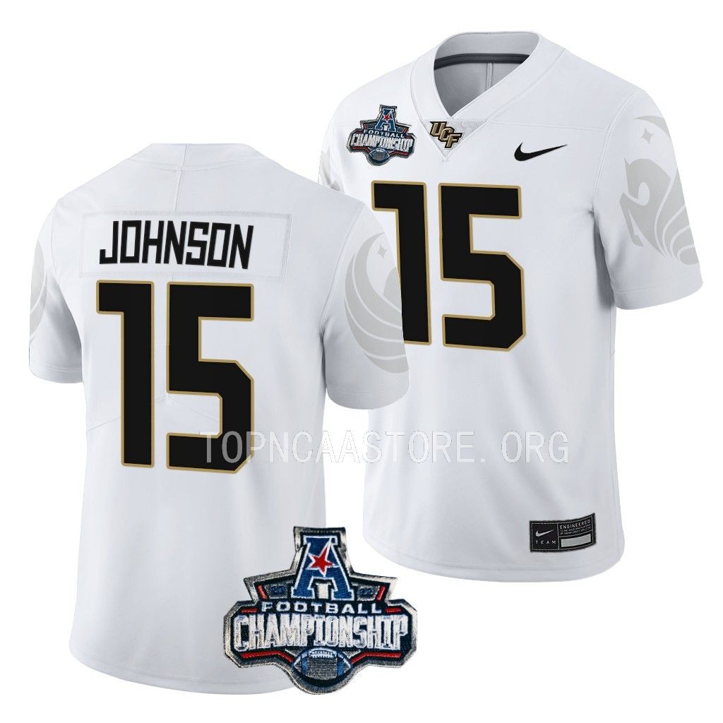 UCF Knights 2022 American Championship Jason Johnson #15 White Men's Jersey