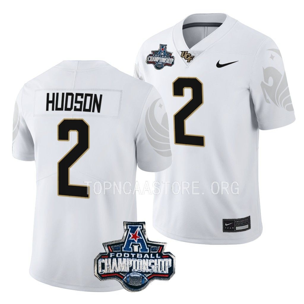 UCF Knights 2022 American Championship Kobe Hudson #2 White Men's Jersey