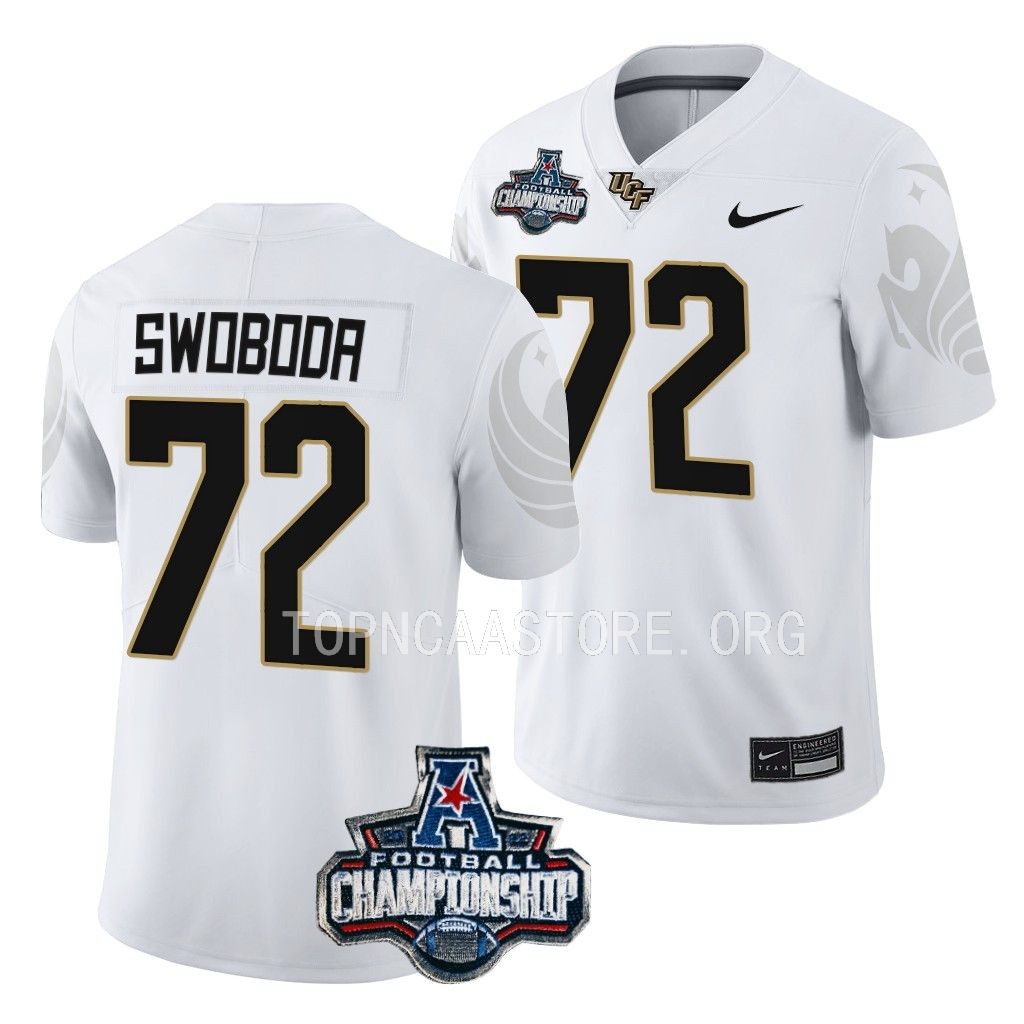 UCF Knights 2022 American Championship Ryan Swoboda #72 White Men's Jersey