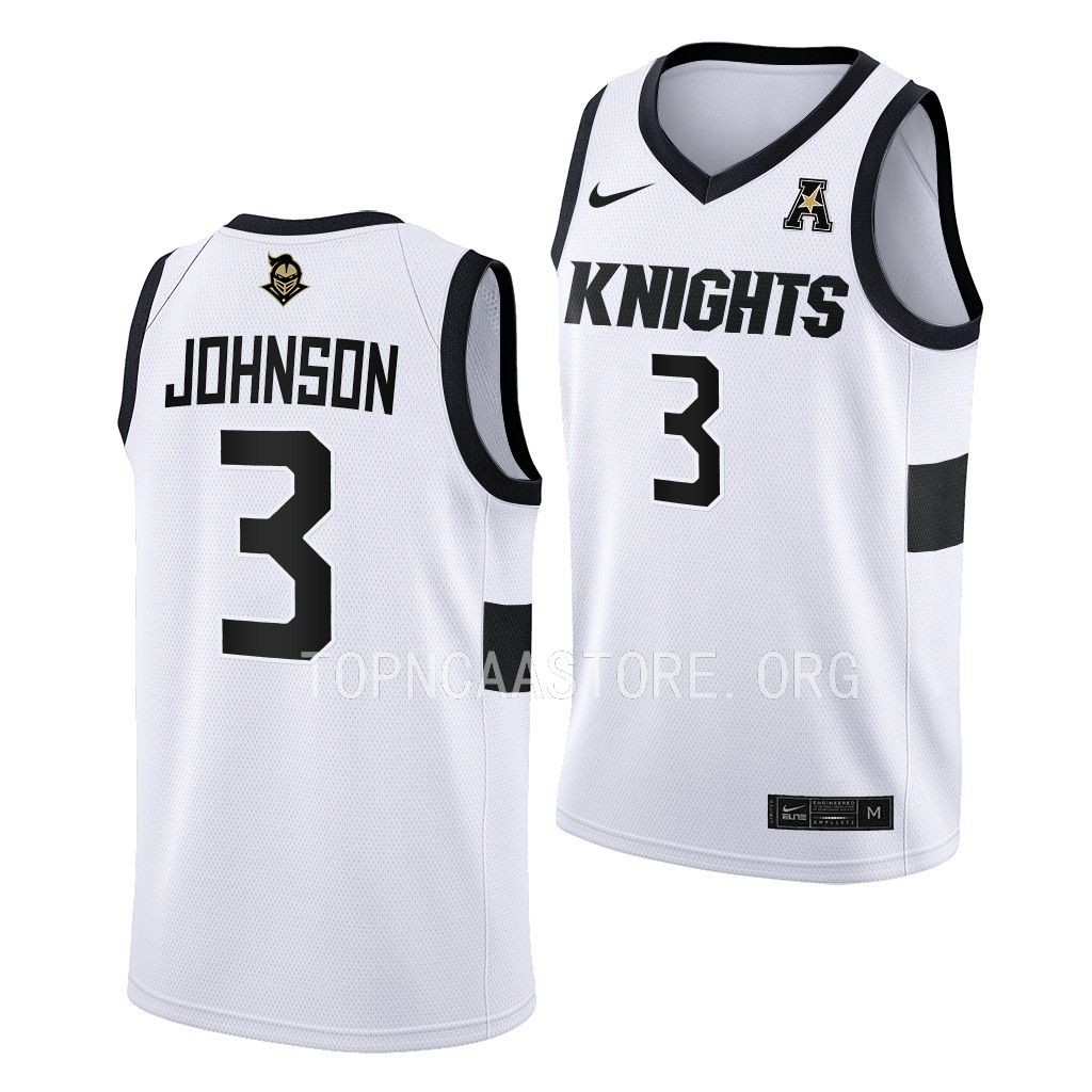 UCF Knights Darius Johnson College Home uniform White #3 Jersey 2022-23