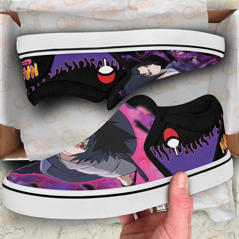 Uchiha Sasuke Slip-On Shoes Canvas Custom Anime Shoes
