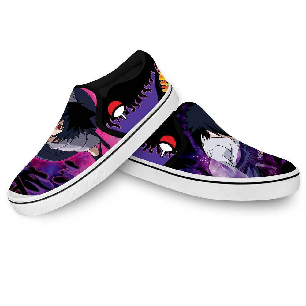 Uchiha Sasuke Slip-On Shoes Canvas Custom Anime Shoes