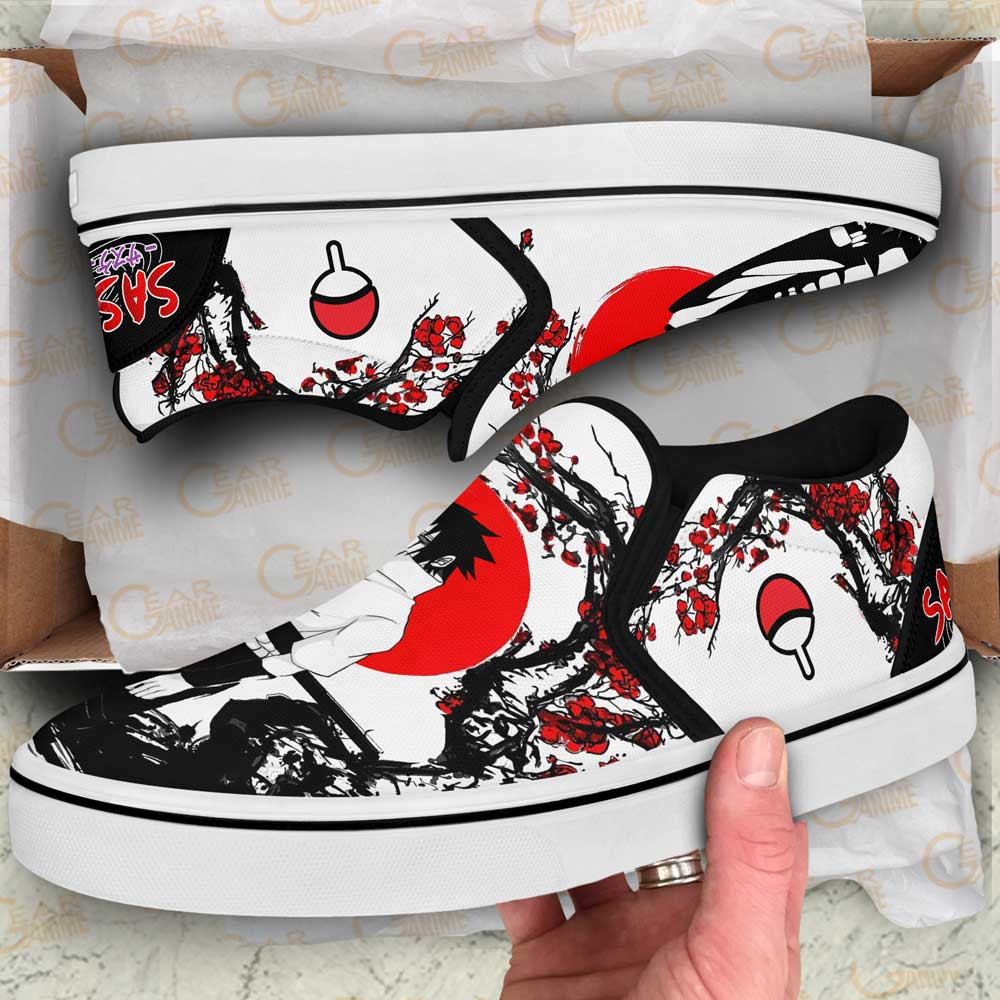 Uchiha Sasuke Slip-On Shoes Canvas Custom Japan Style Anime Shoes