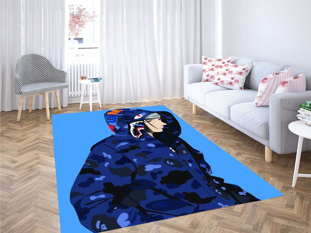 Uchiha Wear Blue Bape Living Room Modern Carpet Rectangle Rug