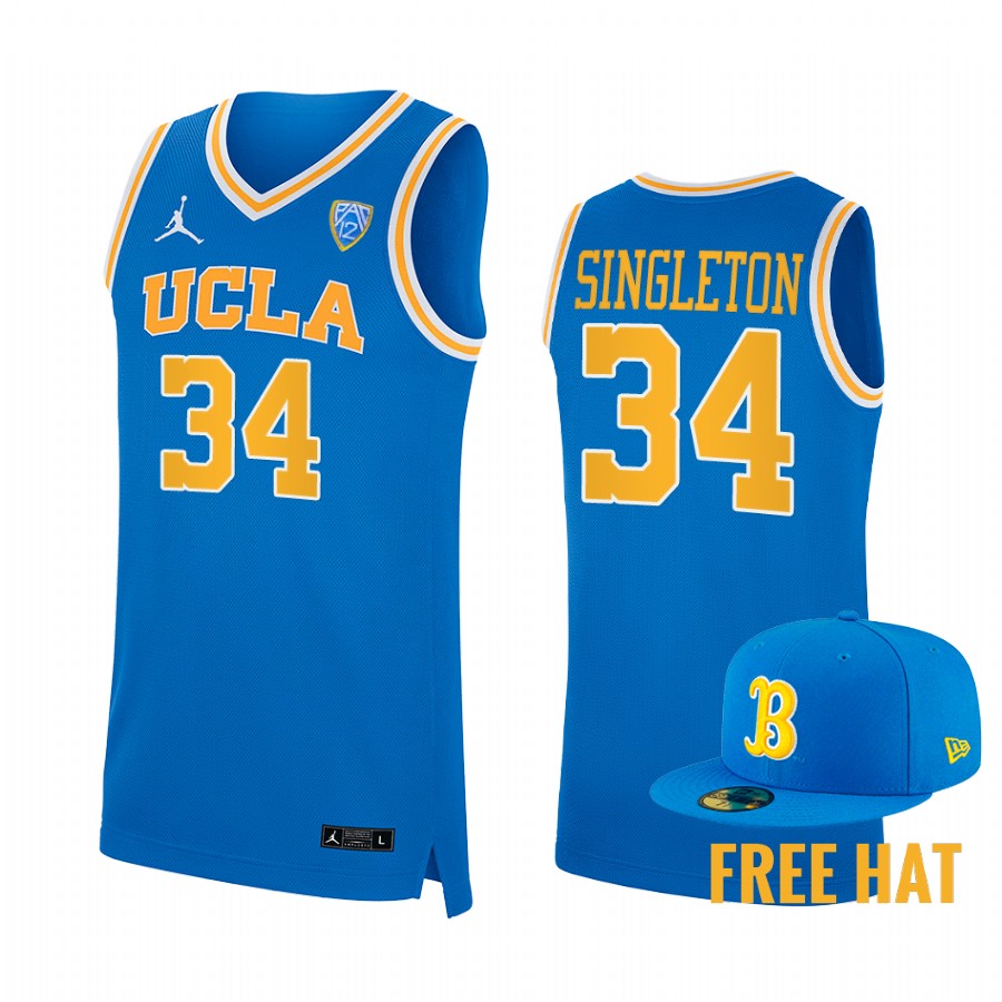 UCLA Bruins David Singleton Jersey 2022-23 College Blue Free Hat Uniform