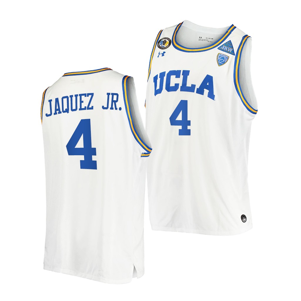 UCLA Bruins Jaime Jaquez Jr. 2021 March Madness Elite 8 White Stand Together Jersey Honor John R. Wooden