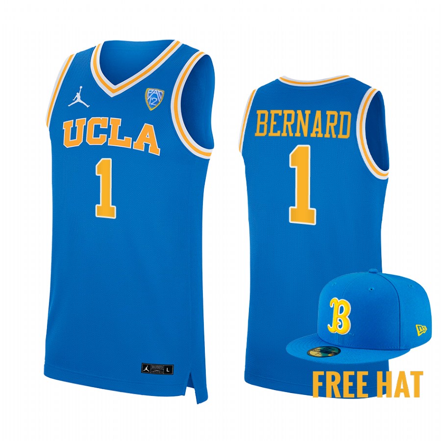 UCLA Bruins Jules Bernard Jersey 2022-23 College Blue Free Hat Uniform