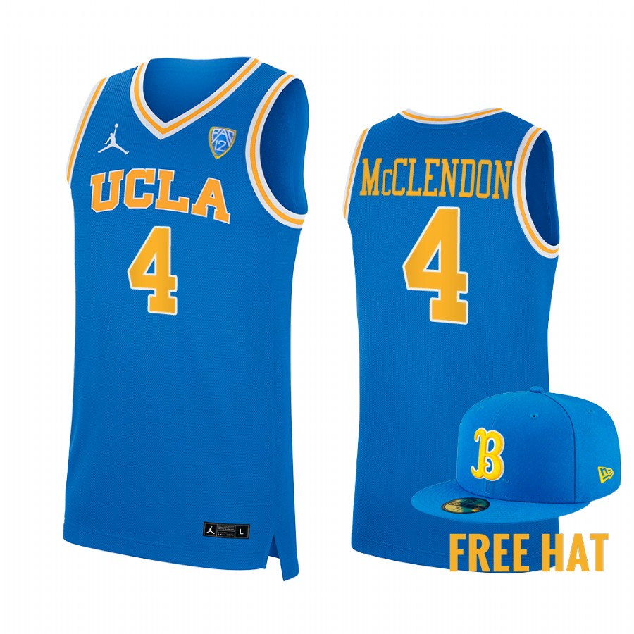UCLA Bruins Will McClendon Jersey 2022-23 College Blue Free Hat Uniform