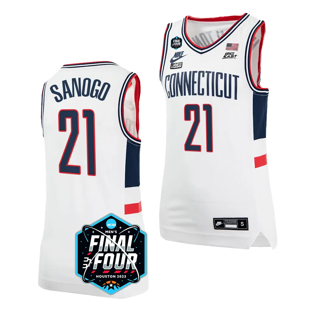 UConn Huskies Adama Sanogo 2023 NCAA National Championship March Madness Jersey White #21