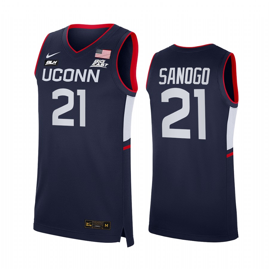 UConn Huskies Adama Sanogo Jersey 2021-22 College Navy BLM Uniform