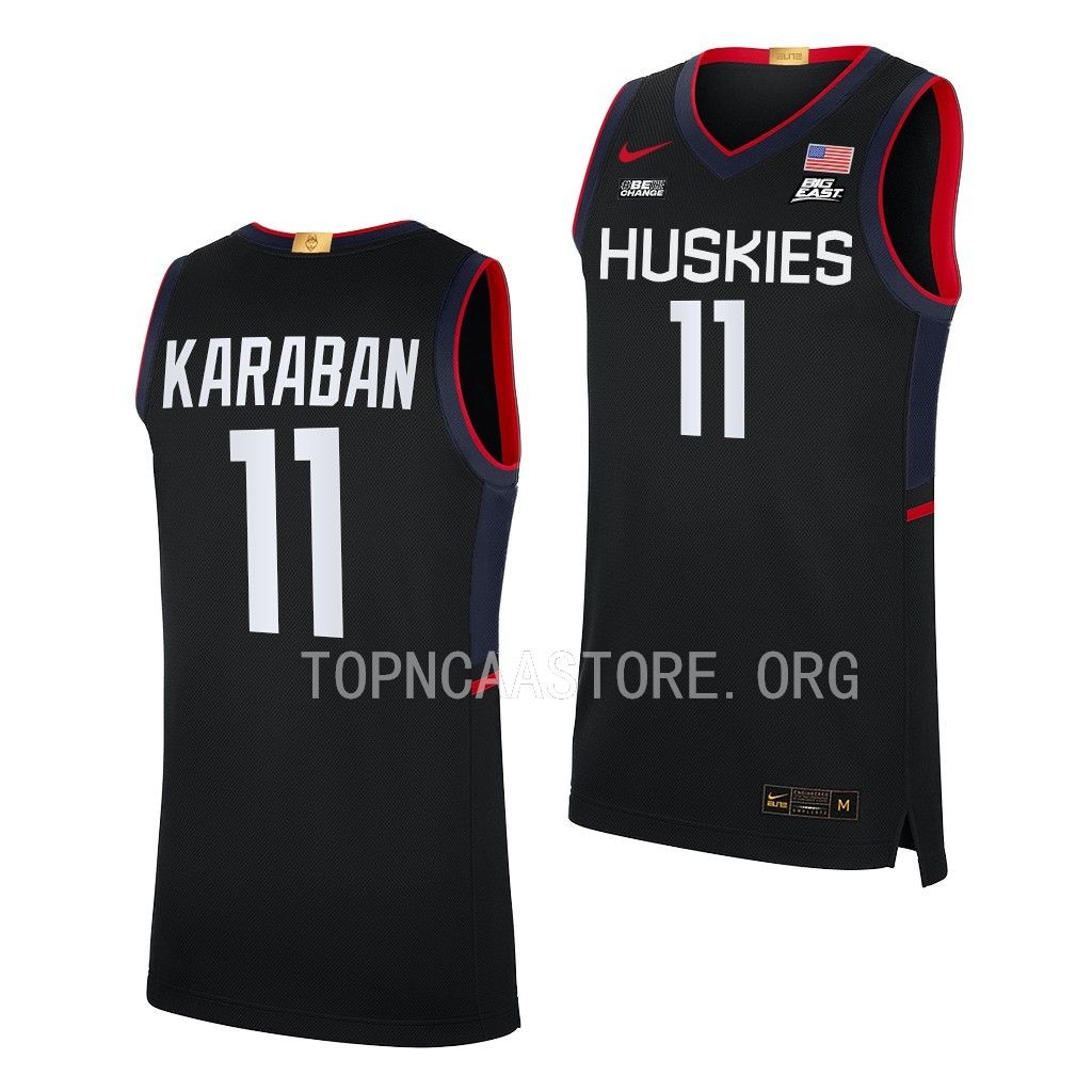 UConn Huskies Alex Karaban Black #11 Jersey Limited