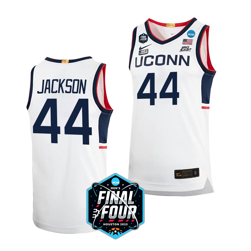 UConn Huskies Andre Jackson 2023 NCAA Final Four Mens Jersey White #44