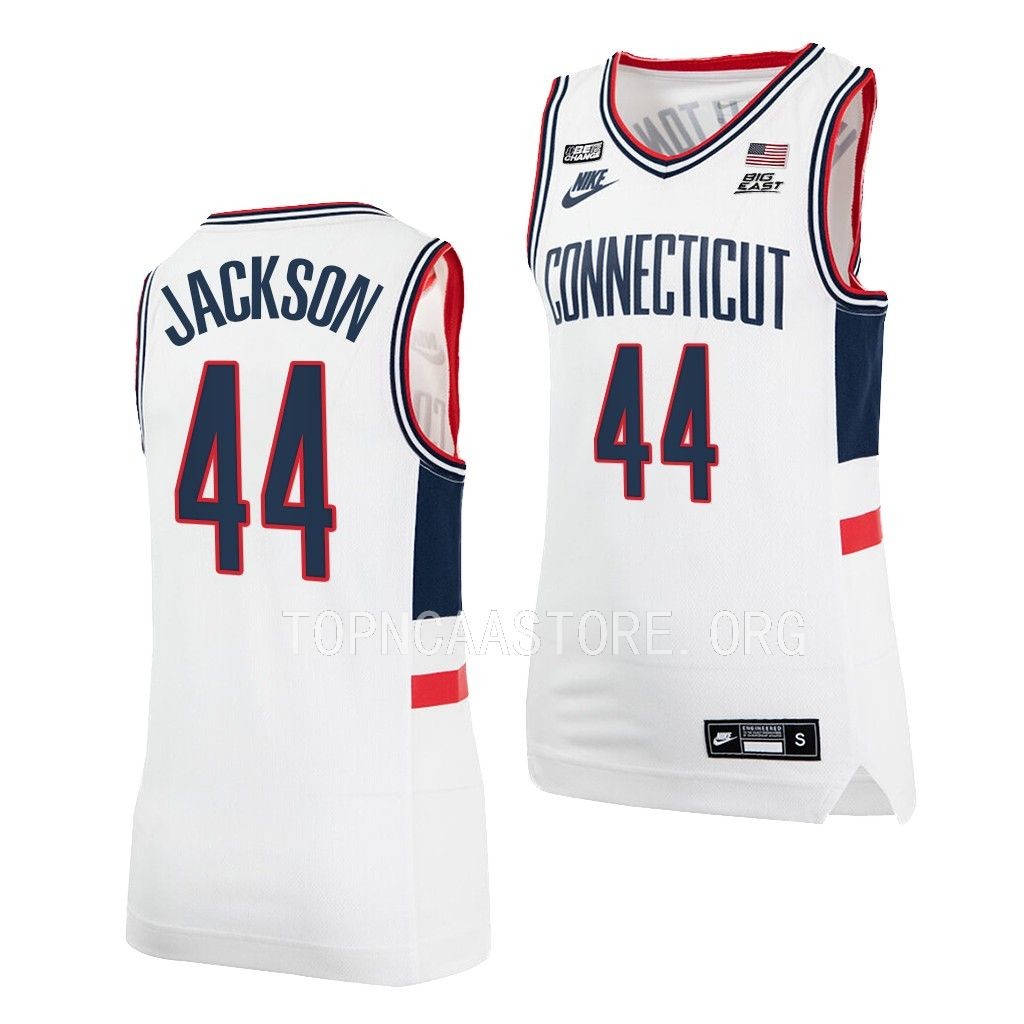 UConn Huskies Andre Jackson White #44 Jersey 2022-23 College