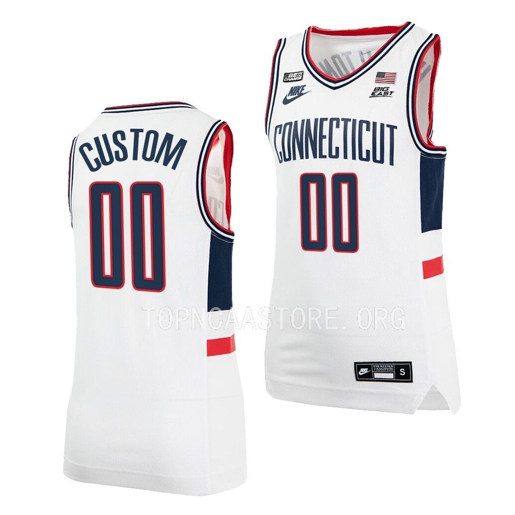 UConn Huskies Custom White #00 Jersey Alumni