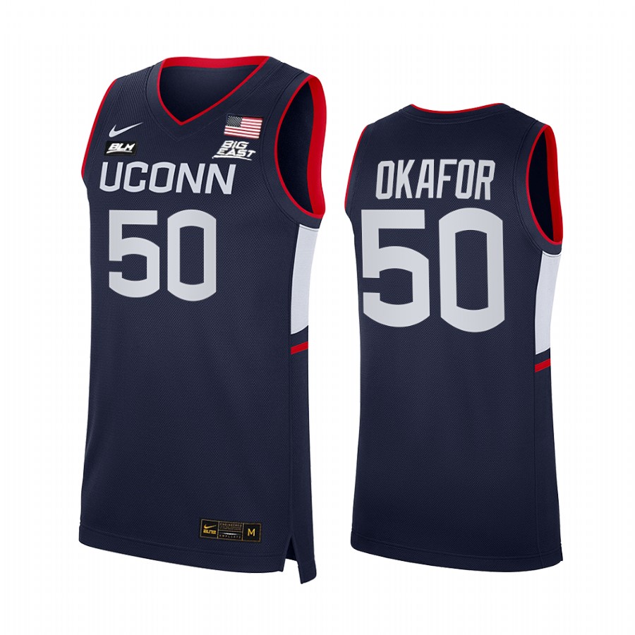 UConn Huskies Emeka Okafor Jersey 2021-22 College Navy Alumni Uniform