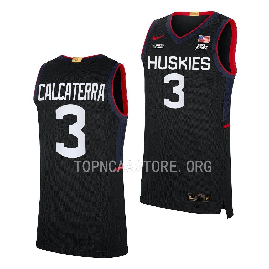 UConn Huskies Joey Calcaterra Black #3 Jersey Limited