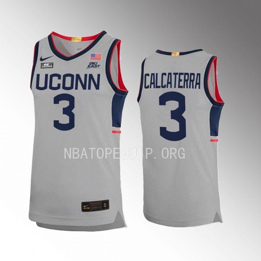 UConn Huskies Joey Calcaterra Jersey Alternate Gray Limited Uniform