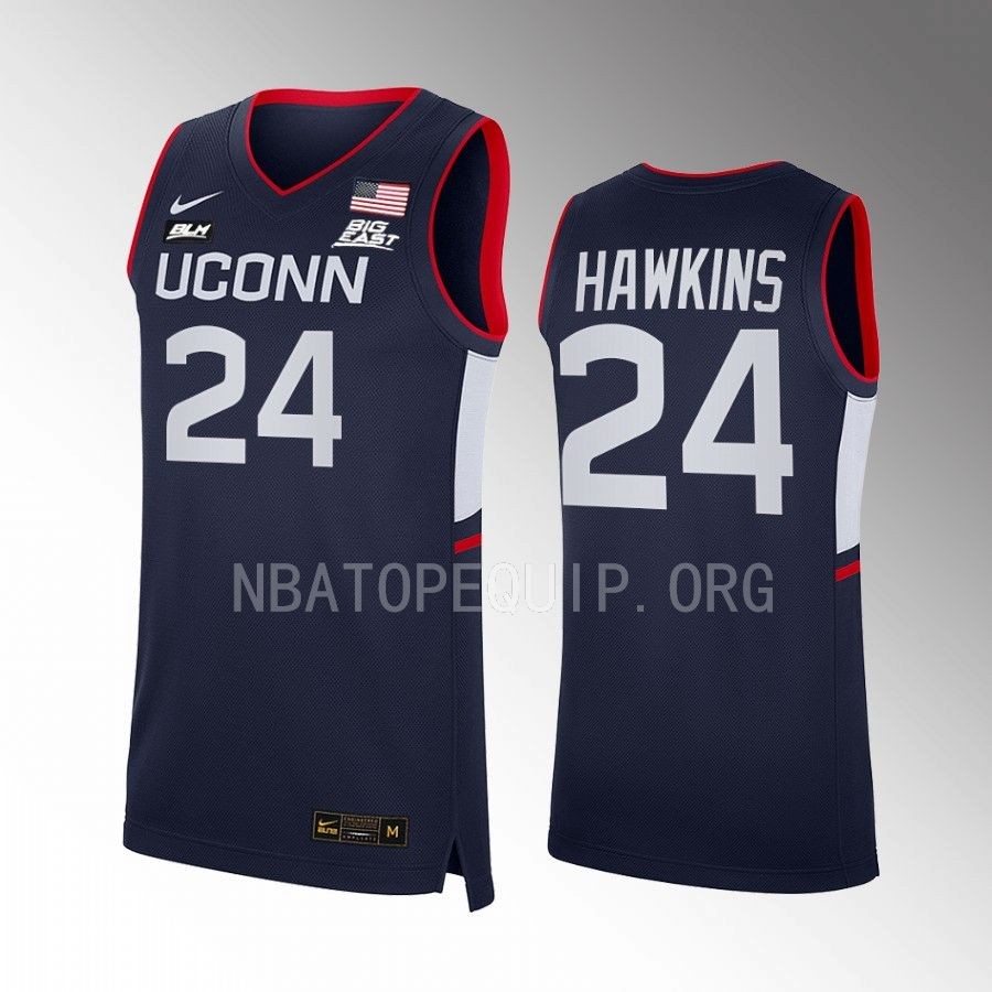 UConn Huskies Jordan Hawkins Jersey 2022-23 Away Navy Uniform