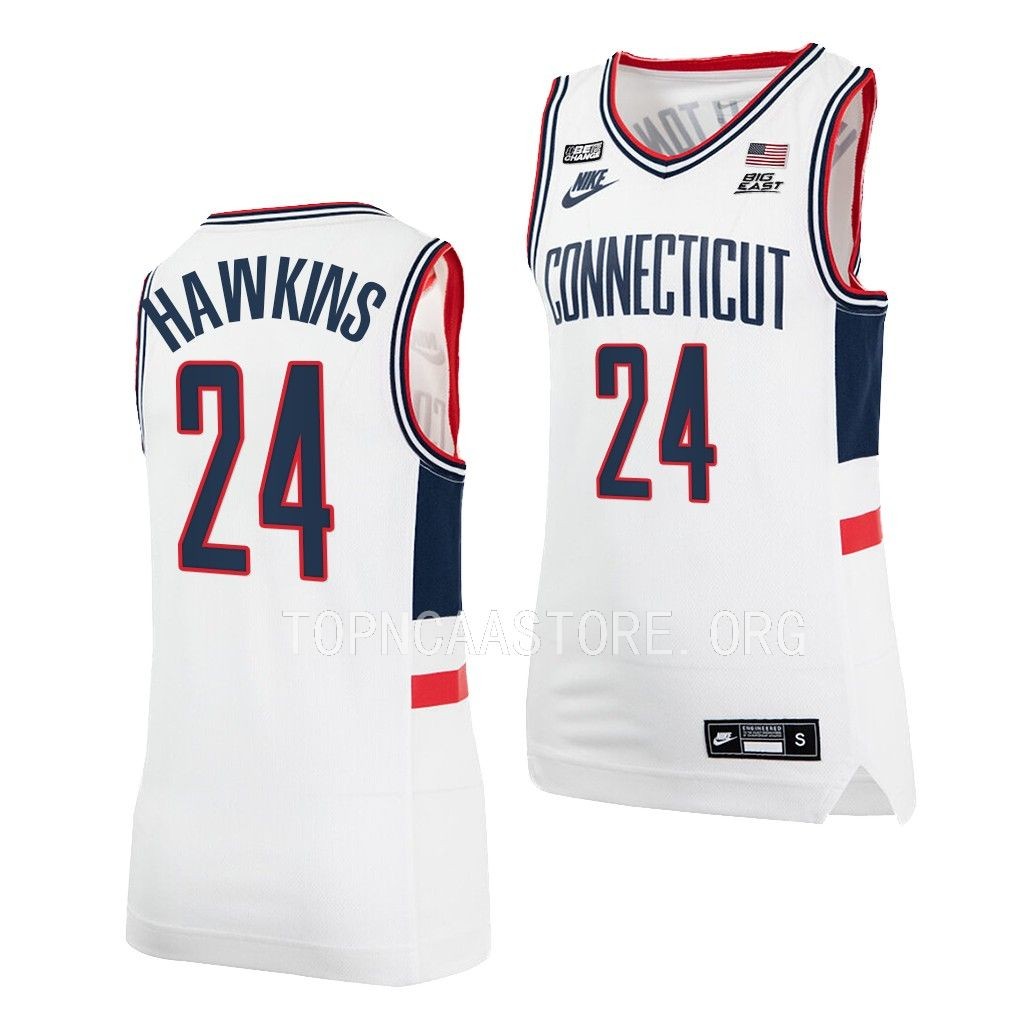 UConn Huskies Jordan Hawkins White #24 Jersey 2022-23 College