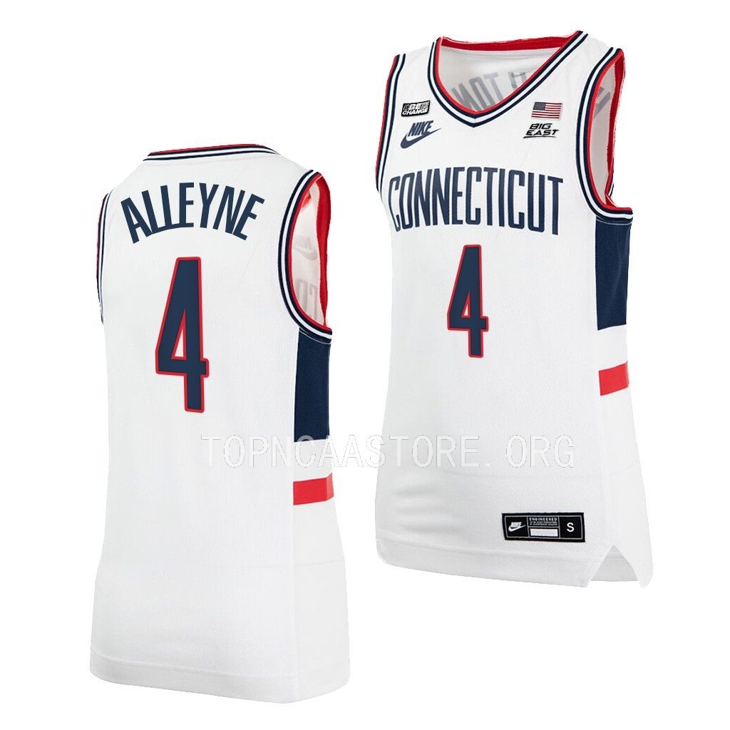 UConn Huskies Nahiem Alleyne White #4 Jersey 2022-23 College