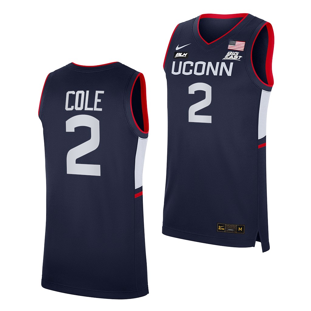 UConn Huskies R.J. Cole #2 Navy BLM Jersey 2021-22 College