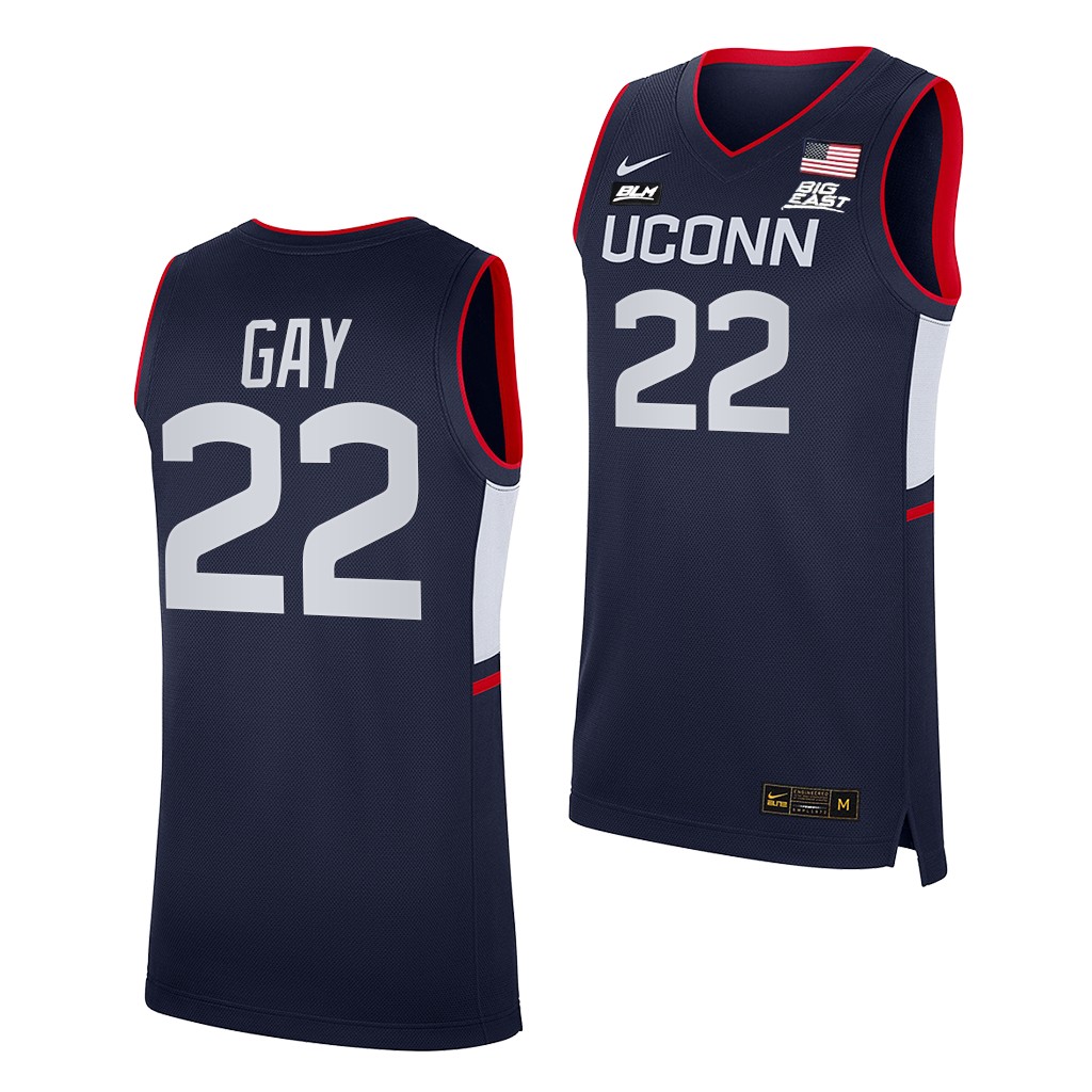 UConn Huskies Rudy Gay #22 Navy Alumni Jersey 2021-22 College