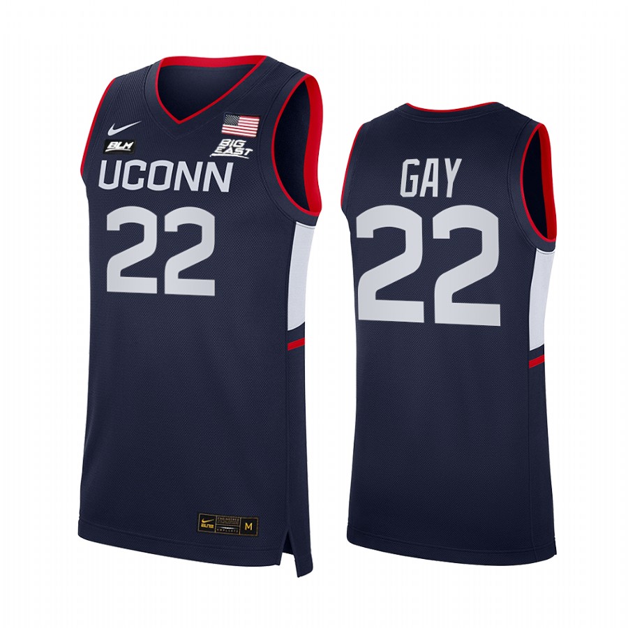 UConn Huskies Rudy Gay Jersey 2021-22 College Navy Alumni Uniform