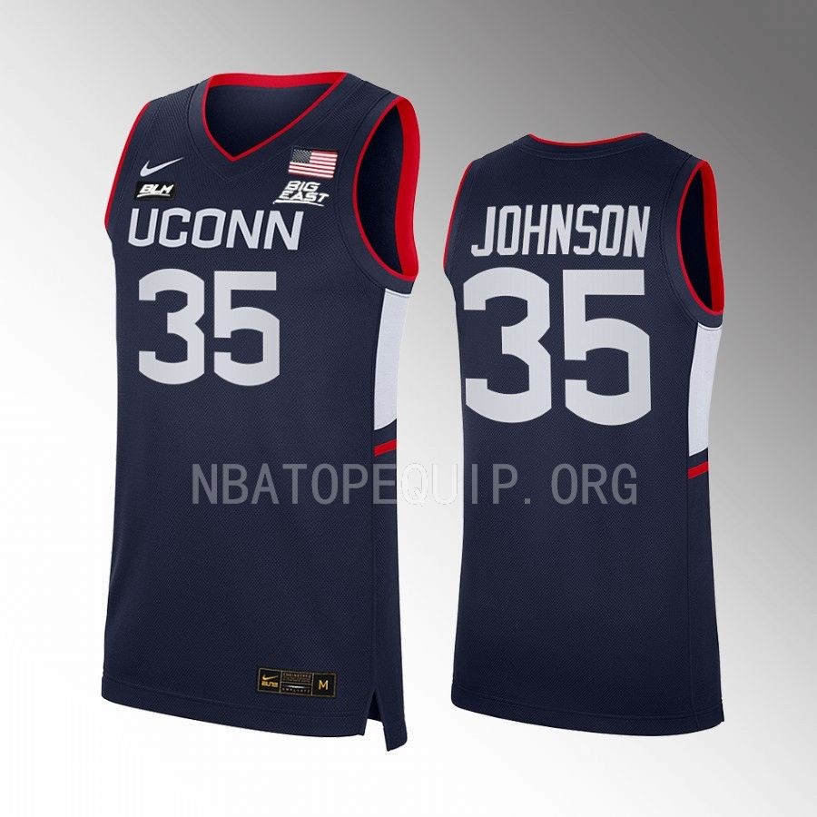 UConn Huskies Samson Johnson Jersey 2022-23 Away Navy Uniform