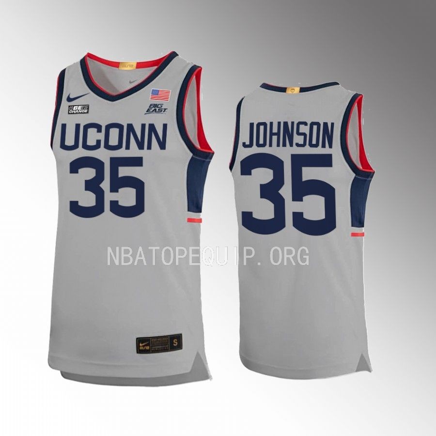 UConn Huskies Samson Johnson Jersey Alternate Gray Limited Uniform