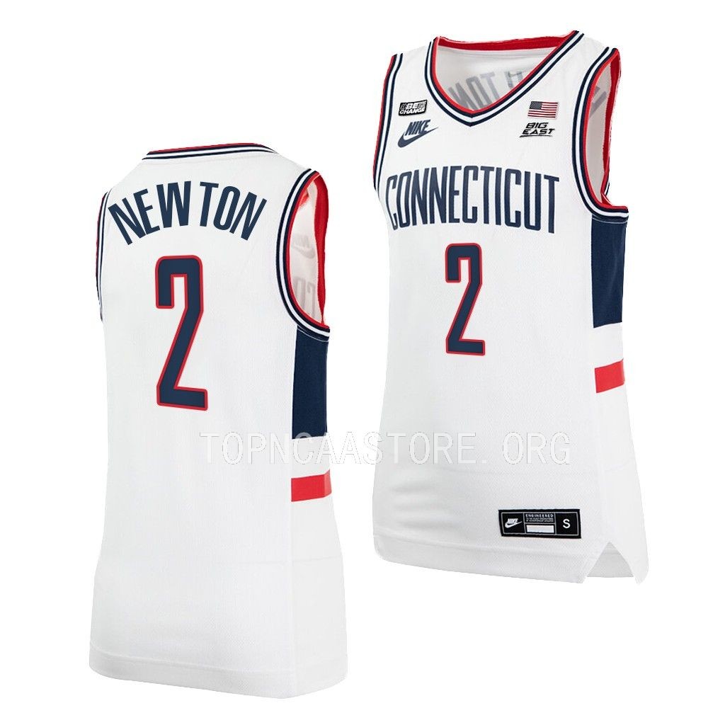 UConn Huskies Tristen Newton White #2 Jersey 2022-23 College