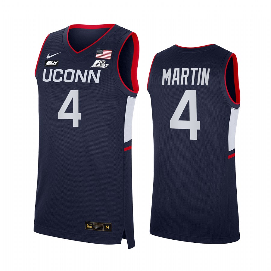 UConn Huskies Tyrese Martin Jersey 2021-22 College Navy BLM Uniform