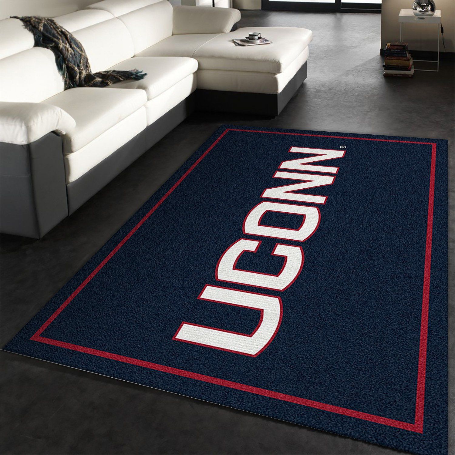 UCONN Rectangle Rug Team Logo – Custom Size And Printing