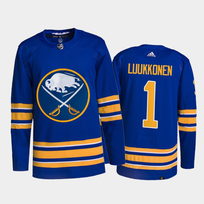 Ukko-Pekka Luukkonen Buffalo Sabres Home Jersey 2021-22 Royal #1 Primegreen Uniform