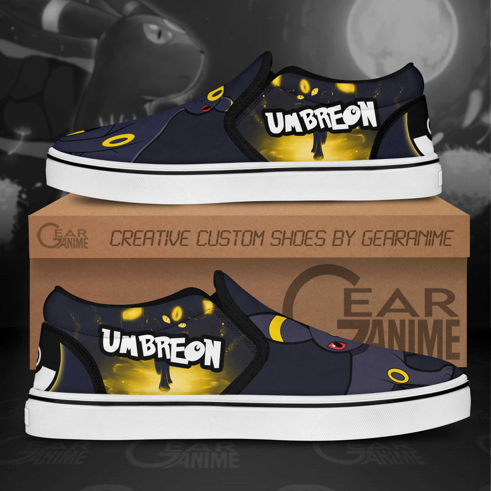 Umbreon Slip-On Shoes Canvas Pokemon Custom Anime Shoes