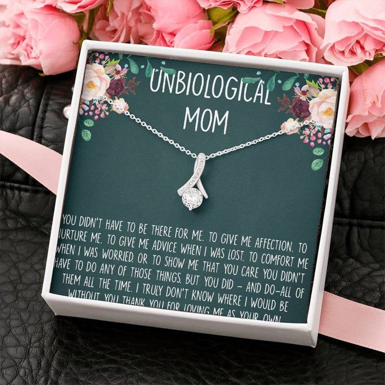 Unbiological Mom Gift Alluring Beauty Necklace : Present for Bonus Mom, Other Mother, Adopted Mom for Mother’s Day, Birthday