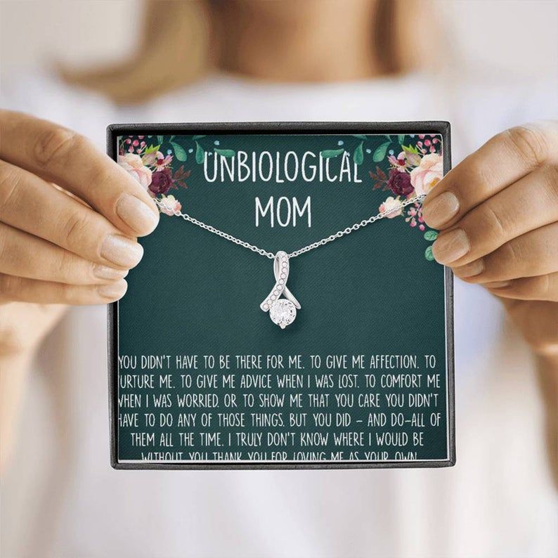 Unbiological Mom Gift Alluring Beauty Necklace : Present for Bonus Mom, Other Mother, Adopted Mom for Mother’s Day, Birthday