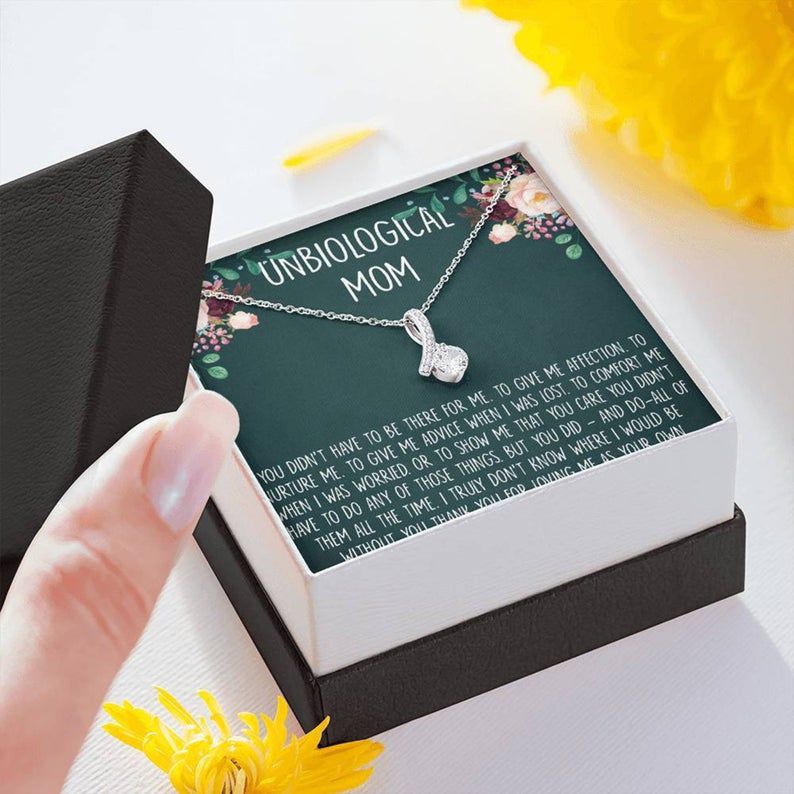 Unbiological Mom Gift Alluring Beauty Necklace : Present for Bonus Mom, Other Mother, Adopted Mom for Mother’s Day, Birthday