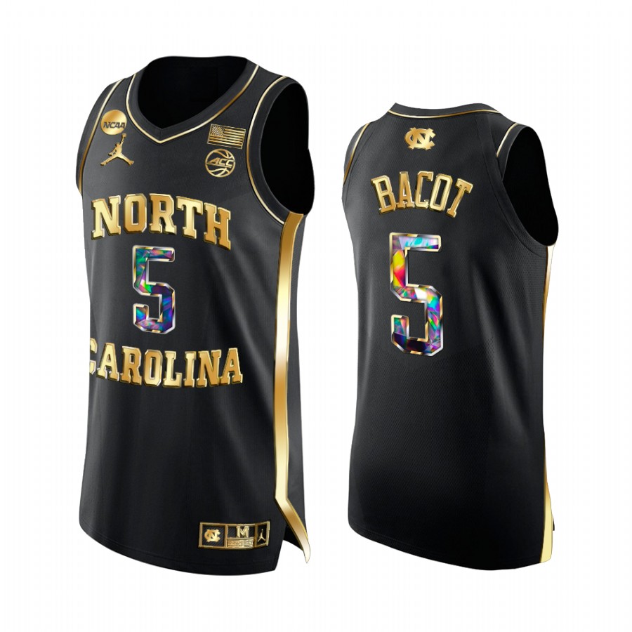 UNC Armando Bacot Jersey 2022 NCAA March Madness Black Golden Diamond Edition Uniform