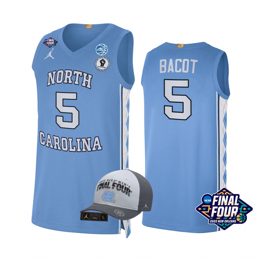 UNC Carolina Armando Bacot Jersey 2022 March Madness Final Four Blue Free Hat Uniform